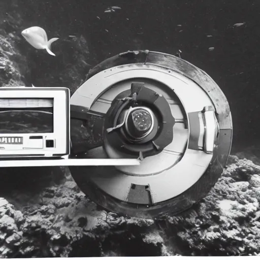 Prompt: 1 9 8 0 s vcr tape recording, underwater rov footage