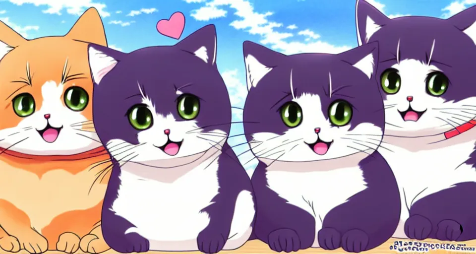 Image similar to cute anime fat cats