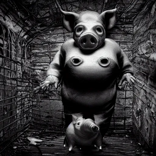 Prompt: a highly detailed realistic photographic render of a stillborn humanoid pig, swine infant, creepy, horror, horror scene, cinematic horror, creepy horror, scary scene, cinematic lighting, cinematic scene, Volumetric lighting, Atmospheric scene, Dark, Horror, Atmospheric lighting, Global illumination, realistic, photo realism, hyper realistic, hyper realism, photo realisitc, cinematic render, film, beautifully lit, ray traced, octane 3D render, octane render, unreal engine