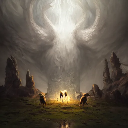 Prompt: Anthropomorphized Sheep casting epic spell, magic the gathering artwork, D&D, fantasy, cinematic lighting, centered, symmetrical, highly detailed, digital painting, artstation, concept art, smooth, sharp focus, illustration, volumetric lighting, epic Composition, 8k, art by Akihiko Yoshida and Greg Rutkowski and Craig Mullins, heroic pose, oil painting, cgsociety, magic lab background