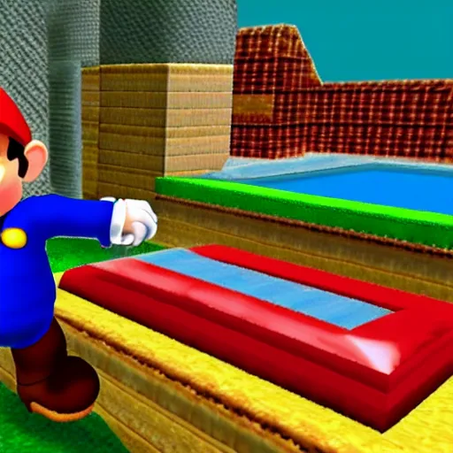 Prompt: in-game screenshot of Danny Devito in Super Mario 64 (1996)