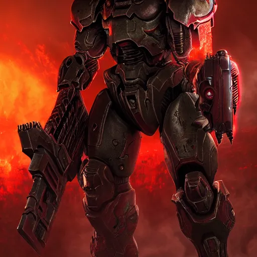 Image similar to doom slayer from doom eternal, photography