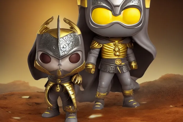 Image similar to an ultra detailed picture of saladin as a funko pop, epic anime fantasy, 8 k, volumetric lighting, smooth, highly detailed, digital illustration, art by kentaro miura and akira toriyama and albert bierstadt and greg rutkowsi, artstation