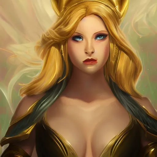 Image similar to portrait of lux from league of legends, art by greg ruthkowski