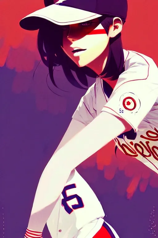 Prompt: a ultradetailed beautiful panting of a stylish girl in a baseball uniform, by conrad roset, greg rutkowski and makoto shinkai, trending on artstation