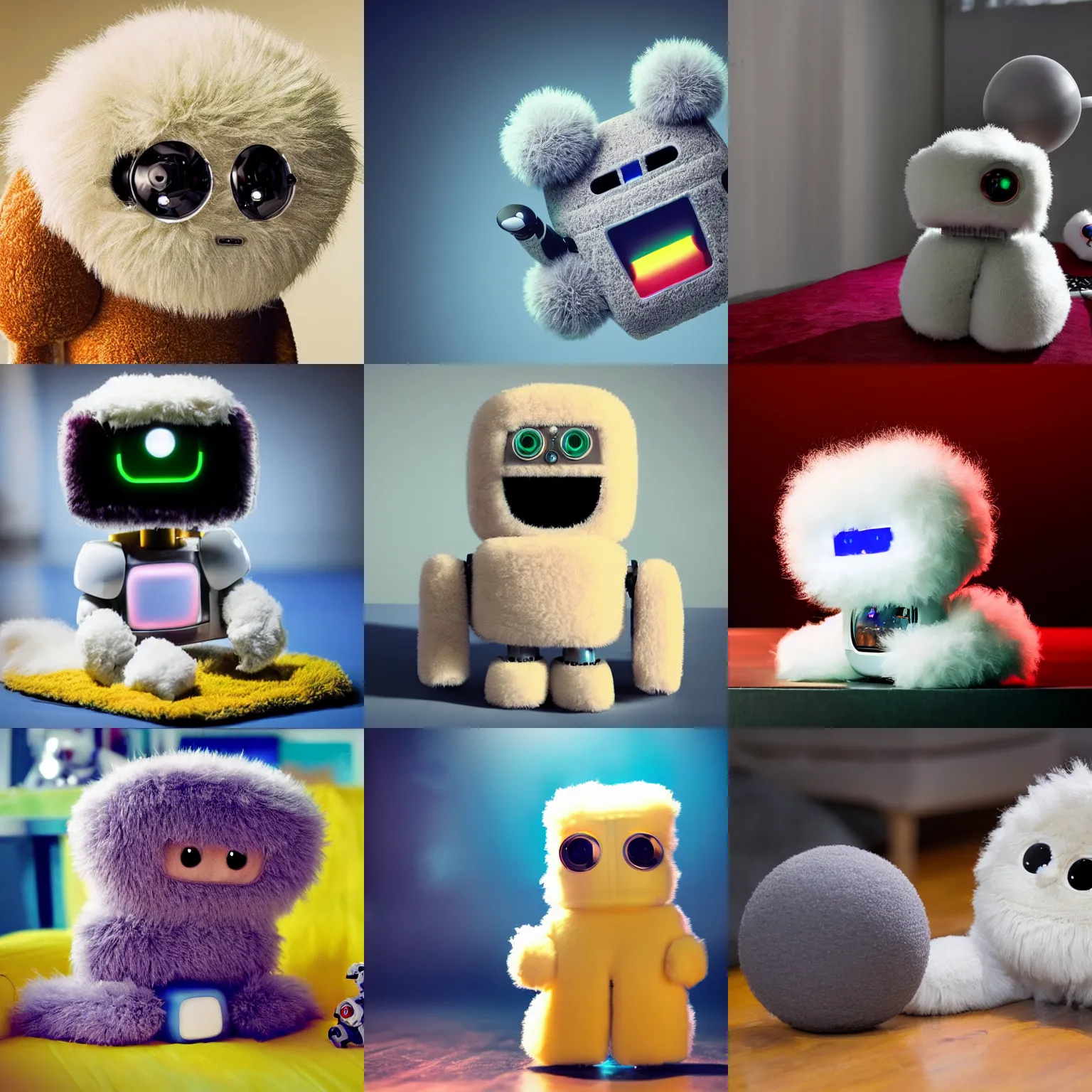 Prompt: <picture quality=hd+ mode='attention grabbing'>An adorable fluffy robot gets high on drugs and trips balls</picture>