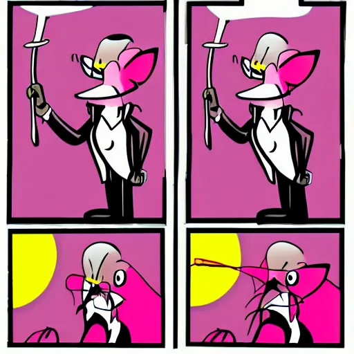 Prompt: the cartoon character pink panther as a vampire