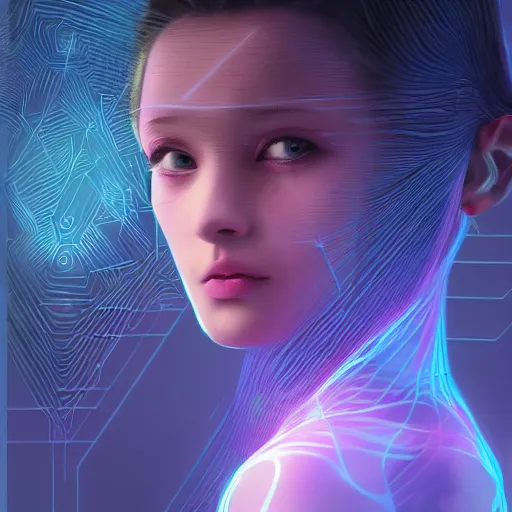 Image similar to DataNFT as a data avatar, take control of your data, hyperrealistic, 8K, epic, trending on artstation, ultra detailed, beautiful lighting, close up, digital painting, isometric, organic, fashion of the future, organic, science fiction, cinematic, HDR, by Ayami Kojima and Ruan Jia and Mandy Jurgens and Artgerm and william-adolphe bouguereau, NFT , seapunk , pop art. masterpiece.