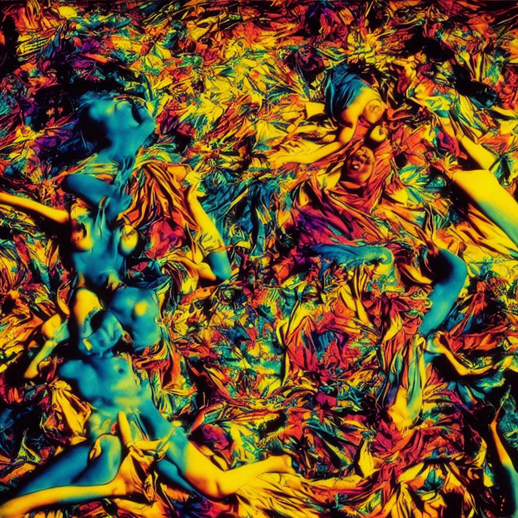 Image similar to award winning psychedelic photo of a lsd trip, vivid colors, frantic, studio lighting, wide shot art by sally mann & arnold newman