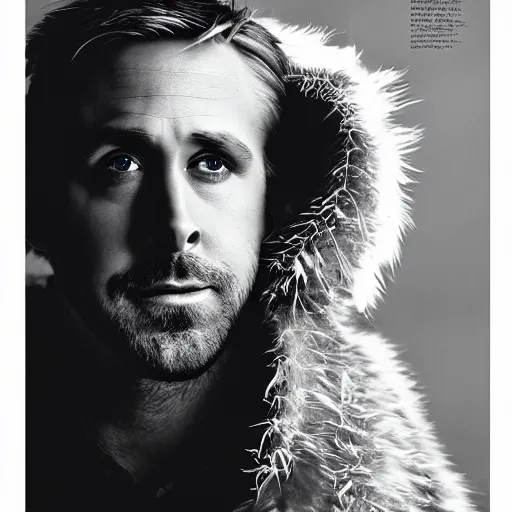 Prompt: portrait of ryan gosling dressed as a canada goose, feather suit, natural light, sharp, detailed face, magazine, press, photo, steve mccurry, david lazar, canon, nikon, focus