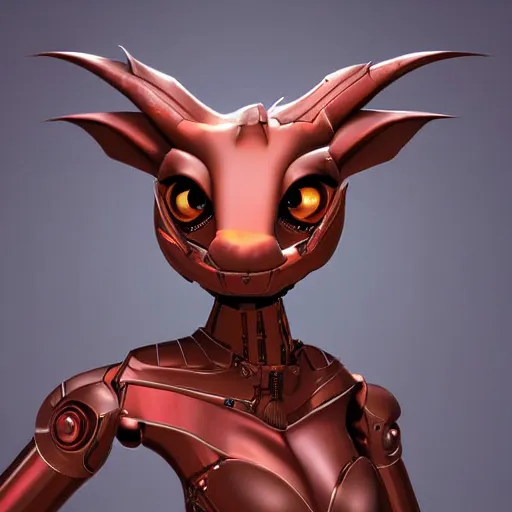 Image similar to close-up bust, cute female anthro robotic dragon doing an elegant pose, clean digital art, upscaled