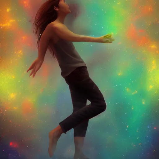 Image similar to the soul detaching from the universe, artstation, digital painting