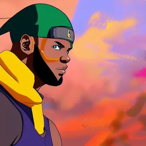 Image similar to Lebron James cosplay as Naruto, detailed digital art, colourful masterpiece beautiful beautiful beautiful