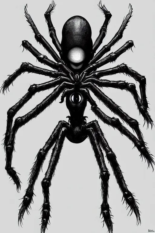 Image similar to spider humanoid figure monster, symmetrical, highly detailed, digital art, sharp focus, trending on art station, kentaro miura manga art style