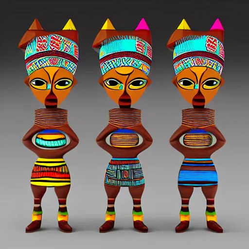 Image similar to african tribal chief vinyl art toy, detailed product photo, 3 d render,