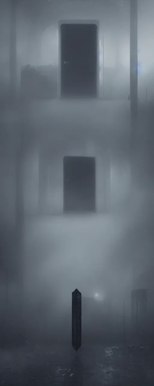 Prompt: huge sci - fi door, sci - fi art, concept art, dark moody colors, foggy, 8 k detailed, octane