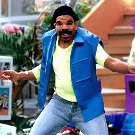 Image similar to a screen still of steve harvey dressed as shaggy in the movie final destination