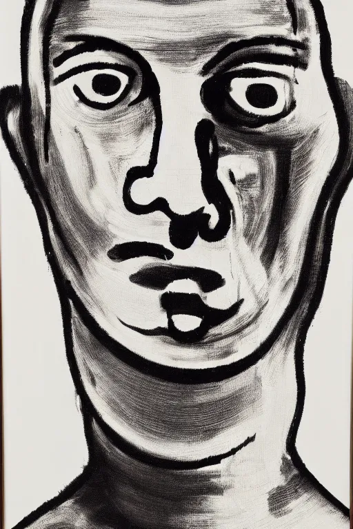 Image similar to a portrait a very ordinary face, by Christopher Wool, oil paint, abstract, words, anatomically correct, beautiful perfect face, sharp focus, Highly Detailed