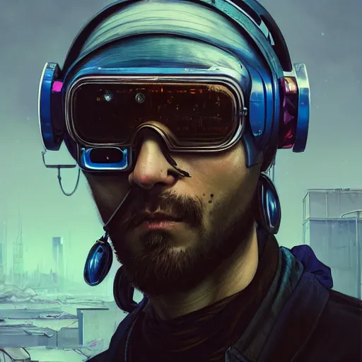 Image similar to A portrait of a cyberpunk thug guy on the street of a Soviet slum on the moon, Norilsk, sci-fi, fantasy, intricate, very very beautiful, elegant, highly detailed, digital painting, artstation, concept art, smooth, sharp focus, illustration, art by artgerm and greg rutkowski and alphonse mucha