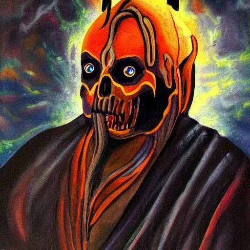 Prompt: a beautiful painting of a dark Lord take the souls of people