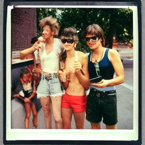 Prompt: candid polaroid photos of people in the 8 0 s