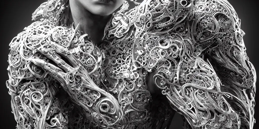 Prompt: hyper realistic photography of a stunningly beautiful cyborg male, intimate, arms, elbow, intricate filigree, fibonacci, in the style of beth cavener, jin kagetsu, and wlop, highly detailed, chrome face symmetry, masterpiece, award winning, sharp focus, concept art, high key, ambient lighting, 8 k, octane render,