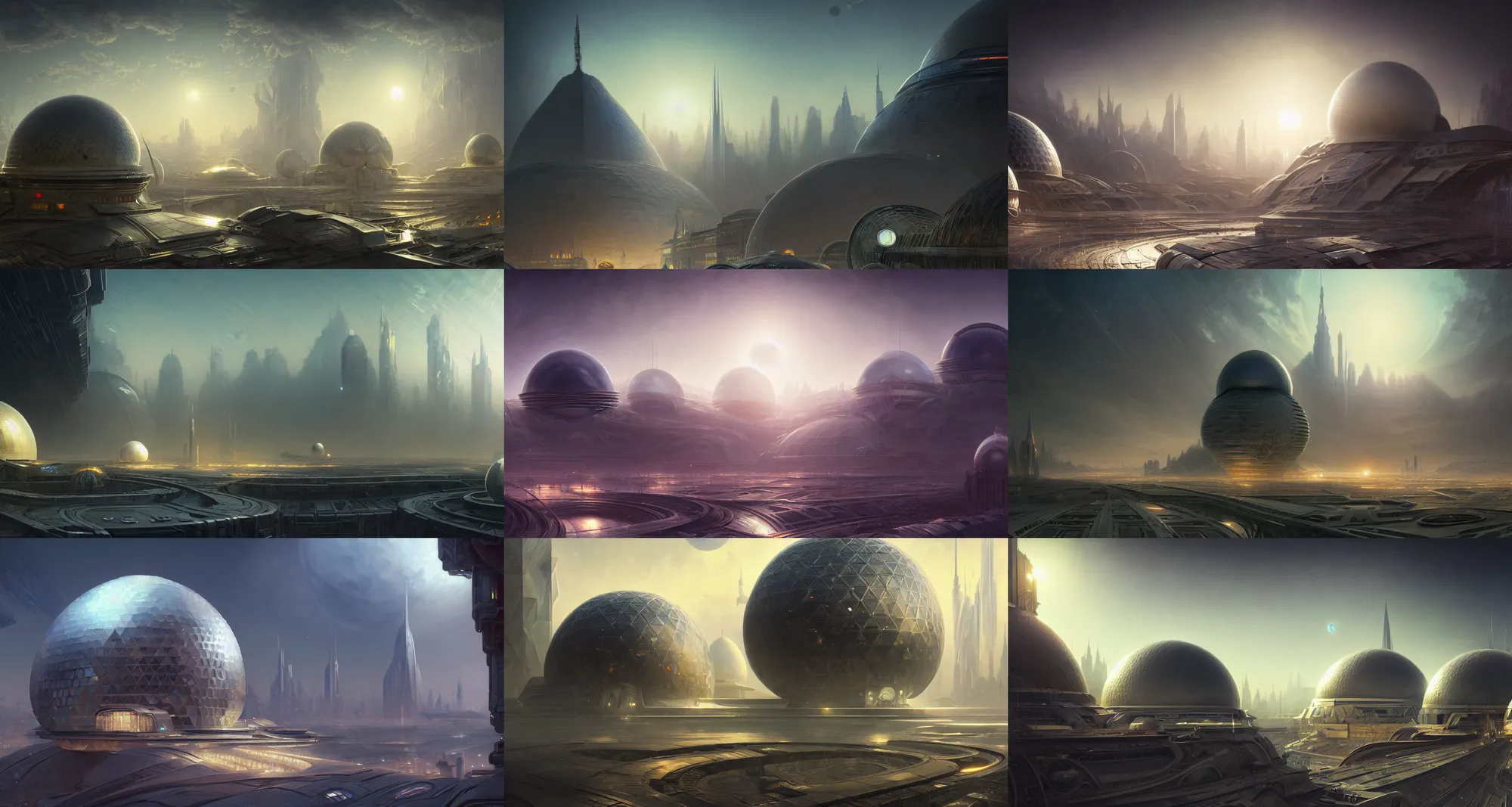 Prompt: cinematic shot, futuristic city on the moon, geodesic domes, digital painting, artstation, concept art, soft light, hdri, smooth, sharp focus, illustration, intricate, elegant, highly detailed, in the style of greg rutkowski and alphonse mucha and artemisia, 8 k, highly detailed, jurgens, rutkowski