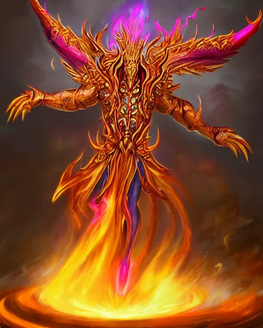 Prompt: iridescent flamer of tzeentch, trending on artstation