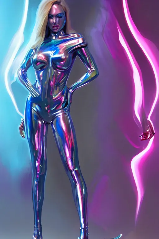 Amanda 89asdjkqw in a fullbody metallic futuristic, Stable Diffusion