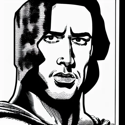 Image similar to Nicholas Cage as Superman comic book. Detailed face Marvel comics art style. Halftone