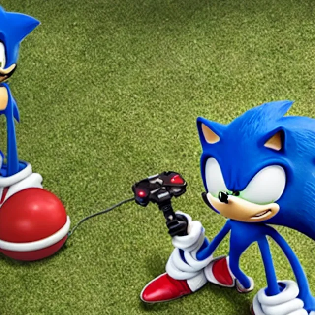 Image similar to still of sonic playing videogames in sonic the hegdehog movie