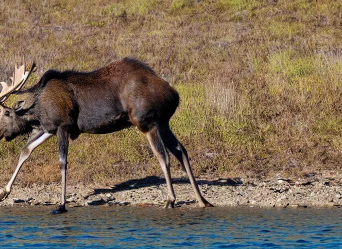 Prompt: an animal that's halfway between a moose and a crab