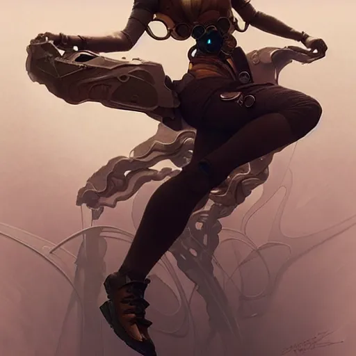 Image similar to futuristic sneakers, steampunk, sculpture, concept art, smooth, sharp focus, illustration, art by artgerm and greg rutkowski and alphonse mucha