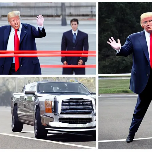 Prompt: donald trump throwing balls at cars