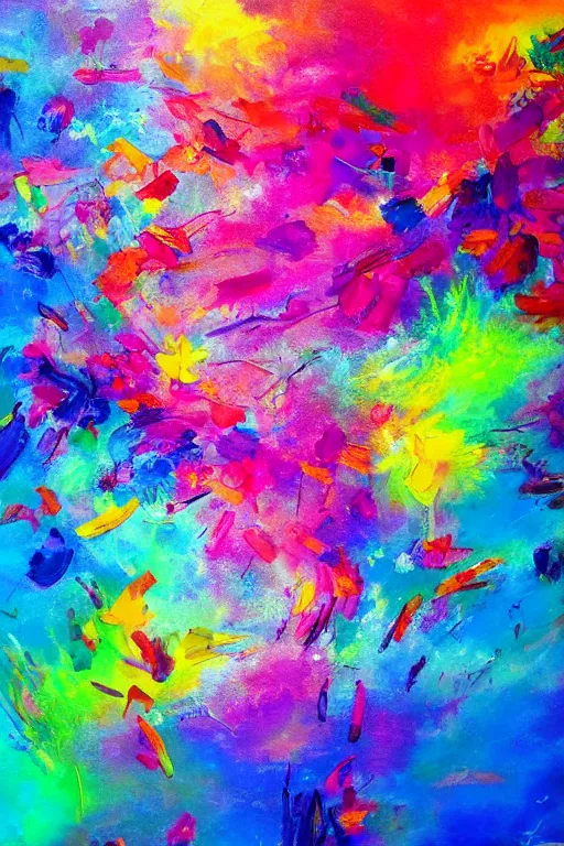 Prompt: rapture, vibrant, colorful, painting, painterly, abstract