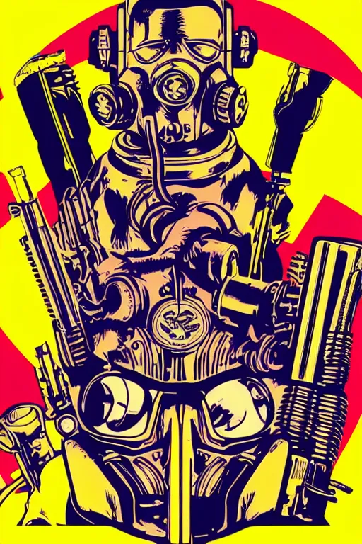 Image similar to fallout 7 6 retro futurist illustration art by butcher billy, sticker, colorful, illustration, highly detailed, simple, smooth and clean vector curves, no jagged lines, vector art, smooth andy warhol style