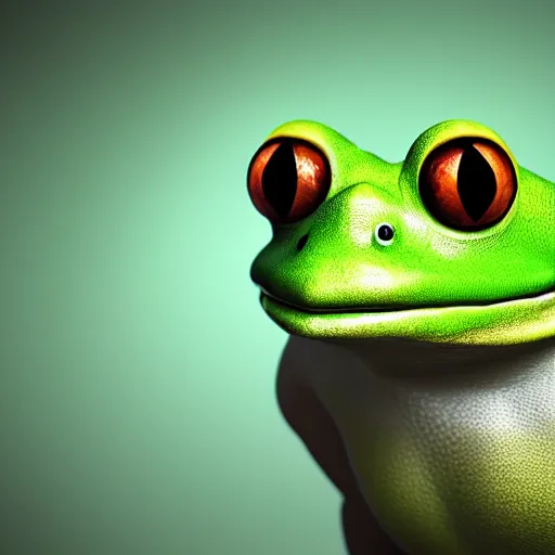 Image similar to photorealistic digital art of an anthropomorphic frog with a mustache, beeple, very detailed, 8 k render, depth of field