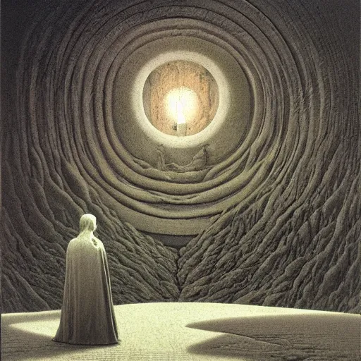 Image similar to god talking to his creation by zdzislaw beksinski