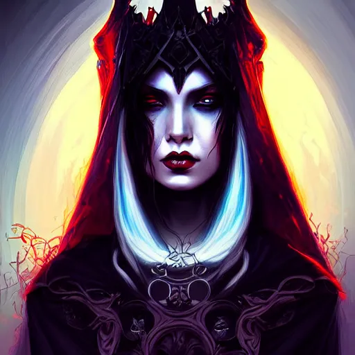 Prompt: queen of death. intricate portrait, occult cyberpunk, ancient futuristic, dark art, occult. by Petros Afshar, by artgerm