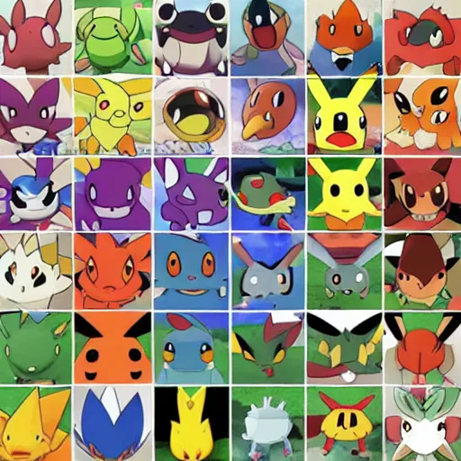 Prompt: a collage of all 1 5 1 pokemon