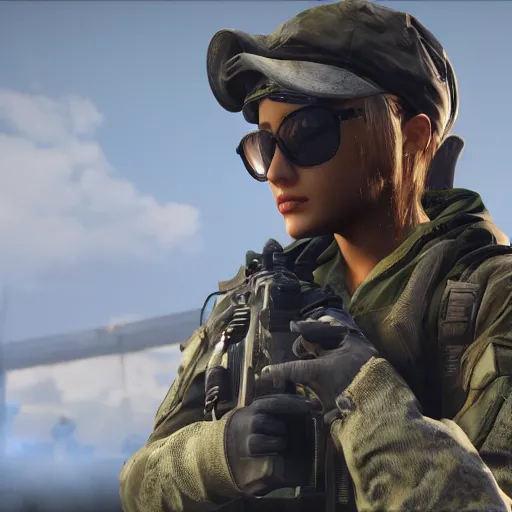 Image similar to Ariana Grande in Call of Duty, 4k