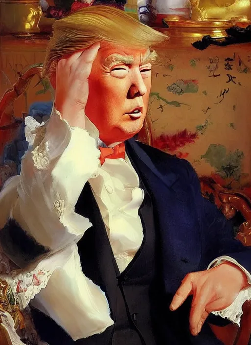 Prompt: chinese version of donald trump by vladimir volegov and alexander averin and pierre auguste cot and delphin enjolras and peder mørk mønsted