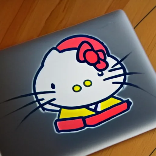 Prompt: oriental water painting of hello kitty programming on a macbook during the song dynasty