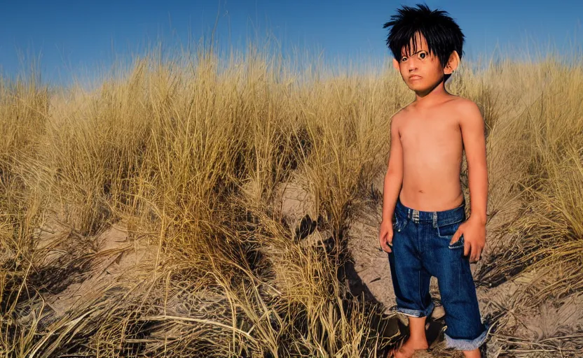 Image similar to a luffy in sand dunes, photography