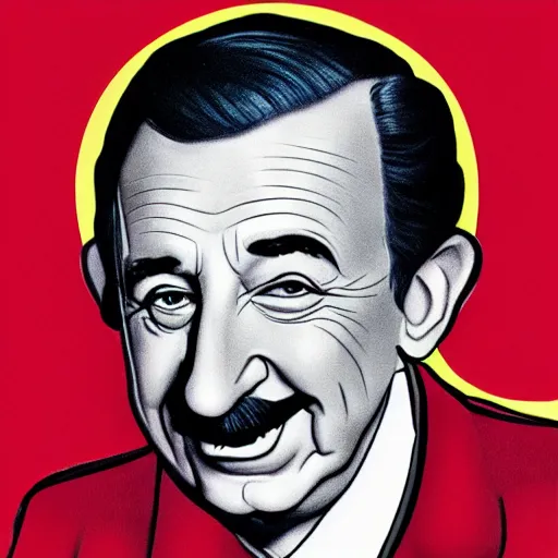 Prompt: a portrait of walt disney in the style of al hirschfeld