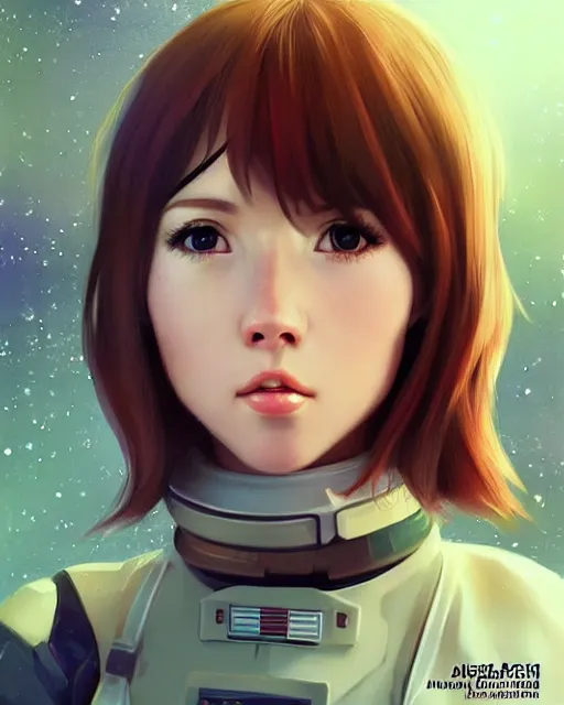Image similar to portrait Anime space cadet girl Anna Lee Fisher anime cute-fine-face, pretty face, realistic shaded Perfect face, fine details. Anime. realistic shaded lighting by Ilya Kuvshinov Giuseppe Dangelico Pino and Michael Garmash and Rob Rey, IAMAG premiere, aaaa achievement collection, elegant freckles, fabulous, daily deviation, annual award winner