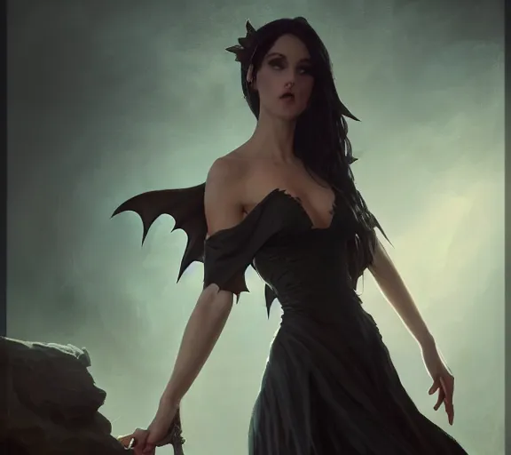 Image similar to morrigan aenslandcasting magic, a charming succubus, strapless dress, fantasy, d & d, by greg rutkowski and raymond swanland, sharp focus, trending on artstation, 8 k realistic digital art, cryengine, symmetric, sharp focus, concept art, frostbite 3 engine