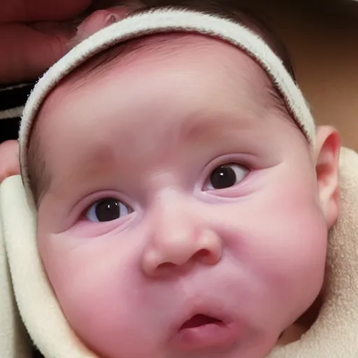 Prompt: baby with the face of an old person