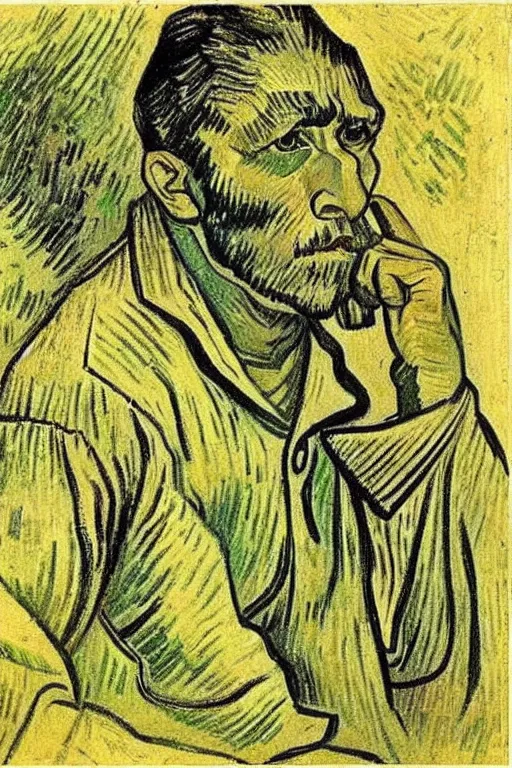 Prompt: you understand that in these last few days everything, everything passed through my mind, and i was absorbed in this sad story. theo, letters, sketch, drawing. sketch by vincent van gogh, paul gauguin, millet