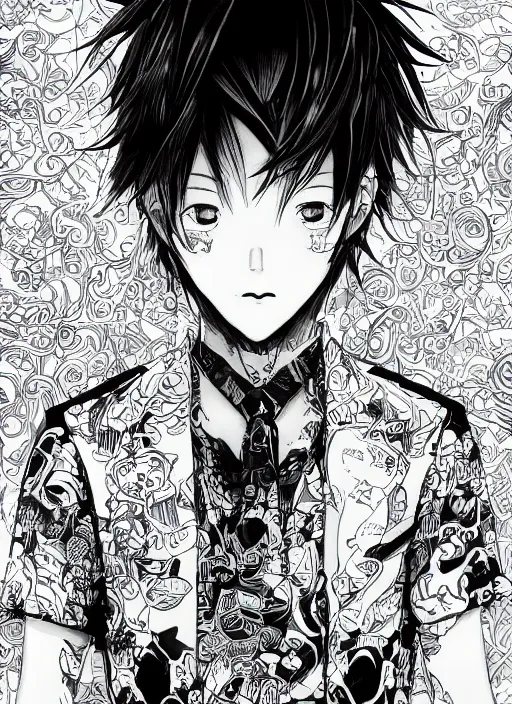 Prompt: closeup portrait of optimistic anime boy, an ultrafine detailed illustration by james jean, intricate linework, bright colors, final fantasy, behance contest winner, vanitas, angular, altermodern, unreal engine 5 highly rendered, global illumination, radiant light, detailed and intricate environment